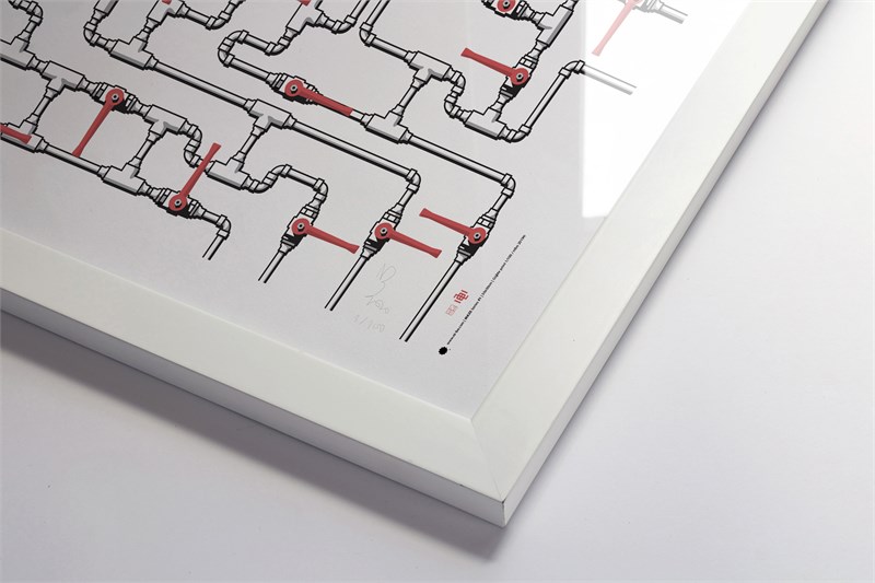 Maze #1 in white satin frame